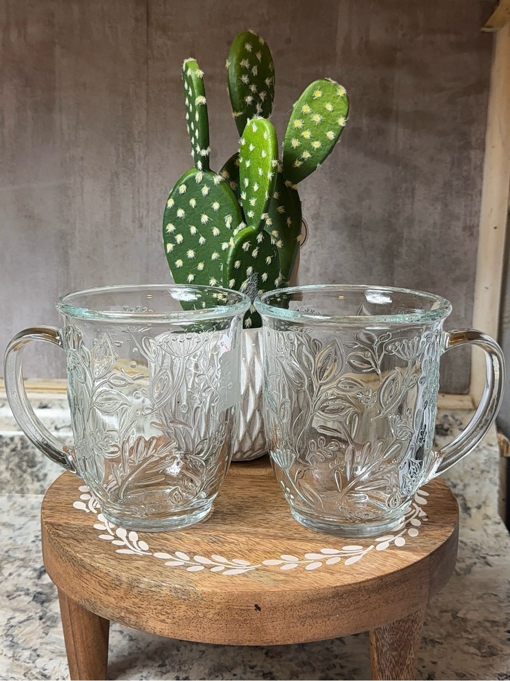 Princess House 8 wildflowers Glass Mugs - 8 pc